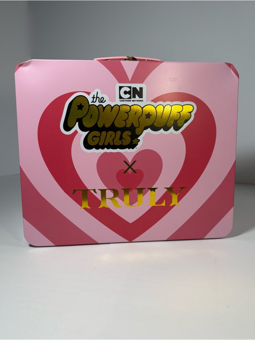 Truly Beauty Powerpuff Girls Tin Lunch Box Collector Case CN Y2K Pink Heart